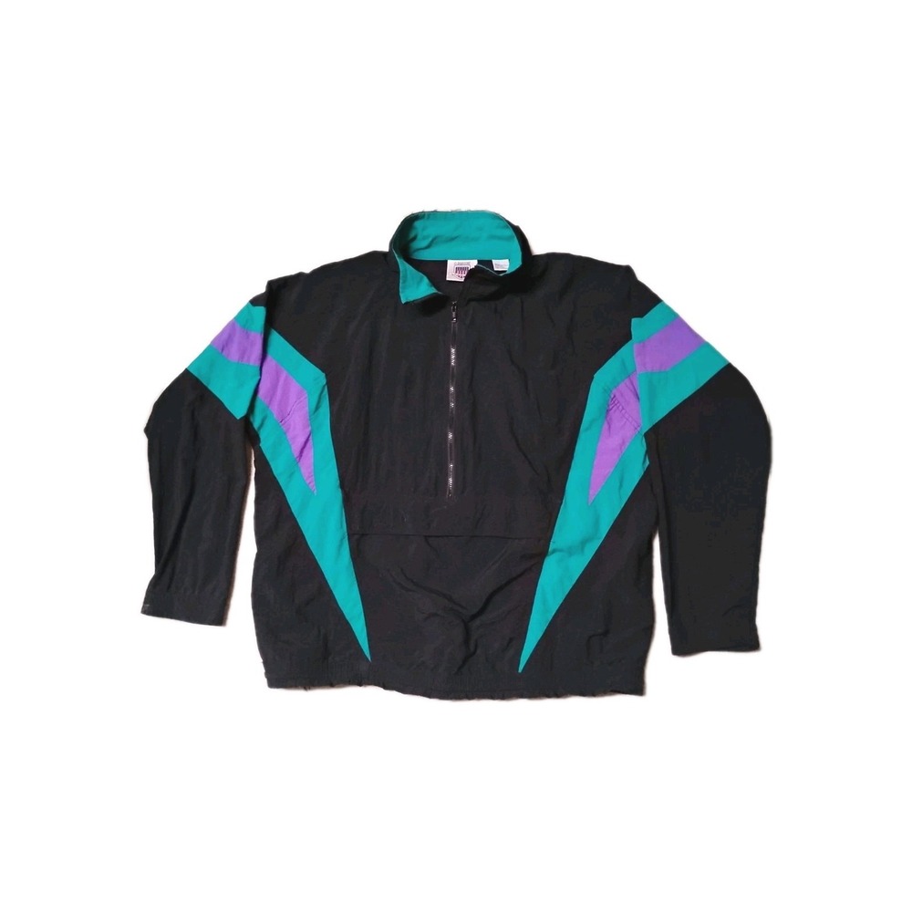 Vintage 90s Claybrook Sport Mens Windbreaker Jacket 1/2 Zip Colorblock Large